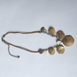 Gold Bohemian Disc Necklace with‎ Adjustable Chain